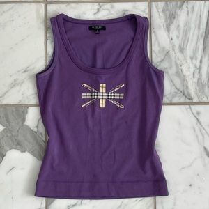 Purple Burberry Nova Check tank top